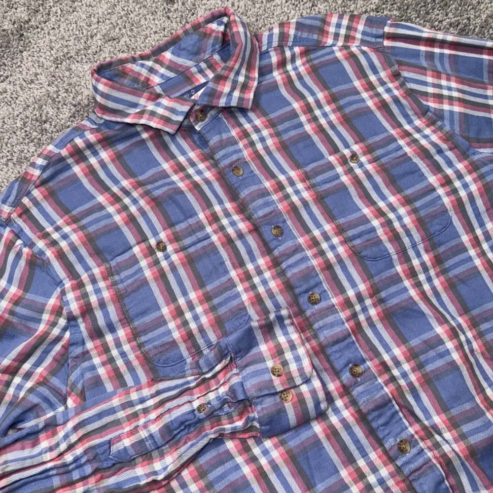 Johnnie-O Surflannel Shirt Mens Plaid Long Sleeve Blue Large EXCELLENT